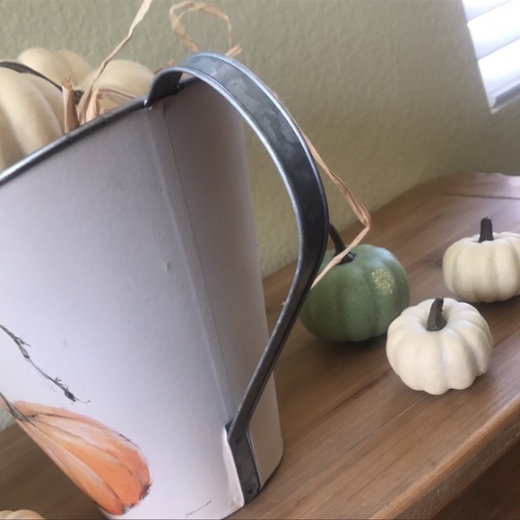 Fall Farmhouse Harvest large metal decorative pitcher with Cinderella pumpkin - Picture 7 of 16